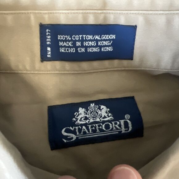 Stafford 100% Cotton Khaki Dress Shirt *Estimated Size Large - Picture 2 of 6